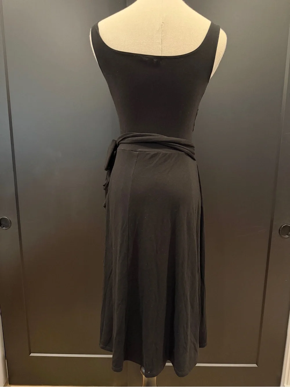 Reformation Jeans Black August Midi Dress w/ Tie - Medium - Excellent Condition - Picture 11 of 16